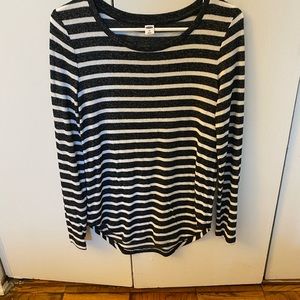 Gray and white striped sweater